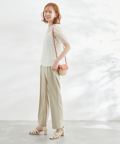 ROPE' PICNIC(ロペピクニック)の「洗える/SETアイテム/チュール刺繍フラワーブラウス(シャツ/ブラウス・レディース・チャコールグレー/キナリ・38)」の10枚目の写真