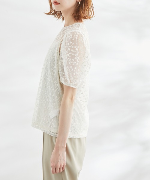 ROPE' PICNIC(ロペピクニック)の「洗える/SETアイテム/チュール刺繍フラワーブラウス(シャツ/ブラウス・レディース・チャコールグレー/キナリ・38)」の22枚目の写真