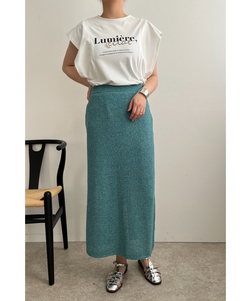 palm RICHE(ポームリシュ)の「プリントパール肩タックTシャツ(Tシャツ/カットソー・レディース・ブラック/オフホワイト/チャコールグレー・M)」の4枚目の写真