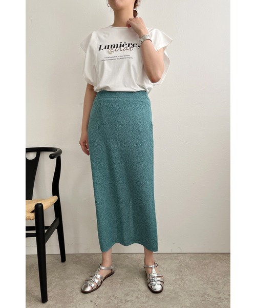 palm RICHE(ポームリシュ)の「プリントパール肩タックTシャツ(Tシャツ/カットソー・レディース・ブラック/オフホワイト/チャコールグレー・M)」の5枚目の写真