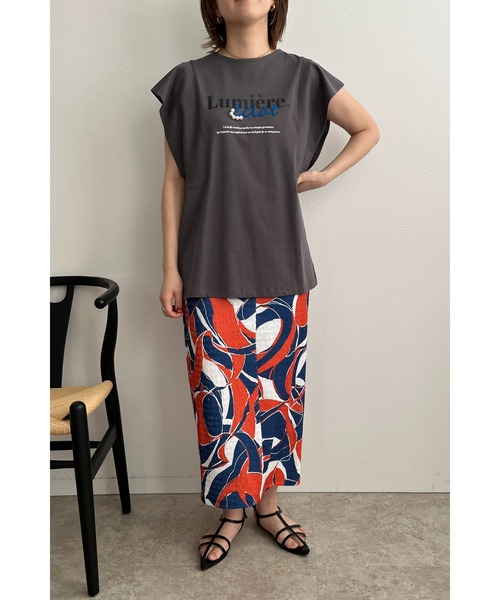 palm RICHE(ポームリシュ)の「プリントパール肩タックTシャツ(Tシャツ/カットソー・レディース・ブラック/オフホワイト/チャコールグレー・M)」の10枚目の写真