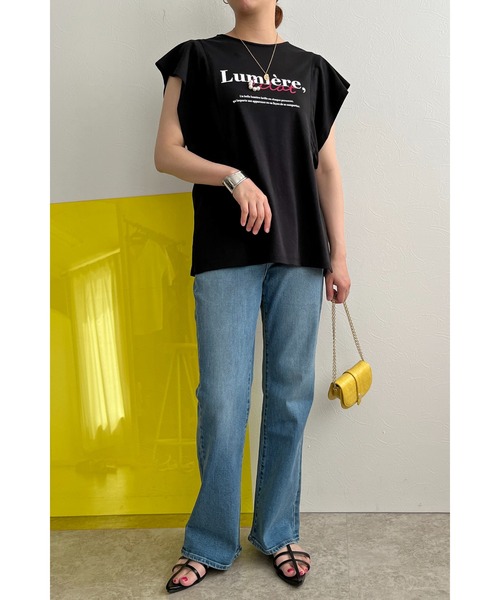 palm RICHE(ポームリシュ)の「プリントパール肩タックTシャツ(Tシャツ/カットソー・レディース・ブラック/オフホワイト/チャコールグレー・M)」の20枚目の写真