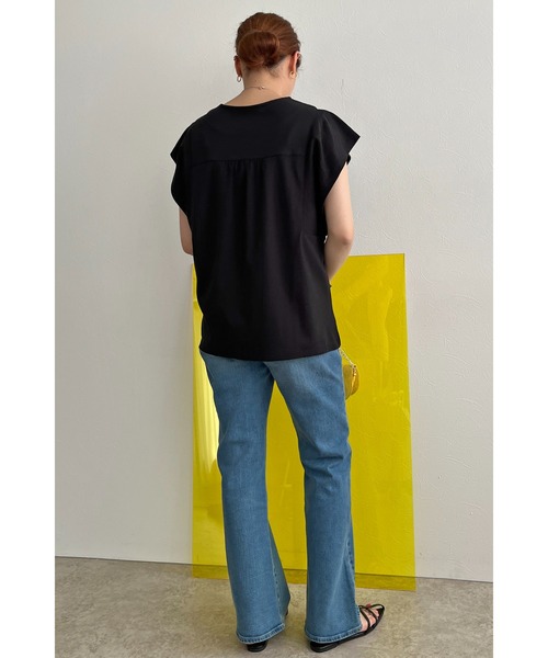 palm RICHE(ポームリシュ)の「プリントパール肩タックTシャツ(Tシャツ/カットソー・レディース・ブラック/オフホワイト/チャコールグレー・M)」の18枚目の写真