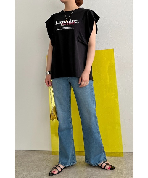 palm RICHE(ポームリシュ)の「プリントパール肩タックTシャツ(Tシャツ/カットソー・レディース・ブラック/オフホワイト/チャコールグレー・M)」の19枚目の写真
