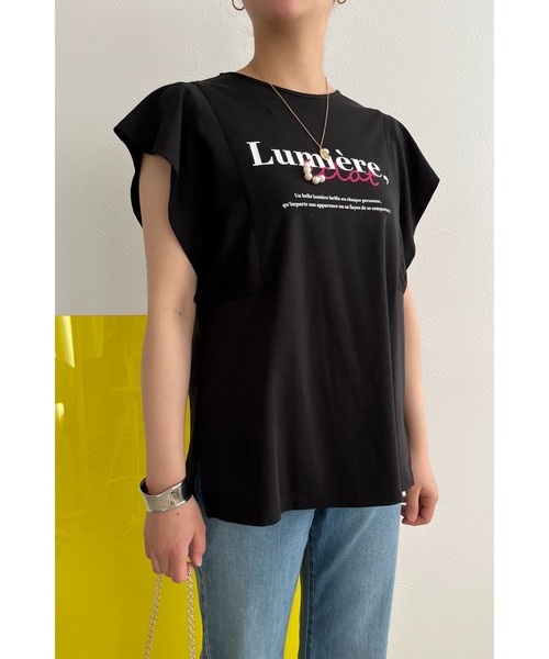 palm RICHE(ポームリシュ)の「プリントパール肩タックTシャツ(Tシャツ/カットソー・レディース・ブラック/オフホワイト/チャコールグレー・M)」の22枚目の写真