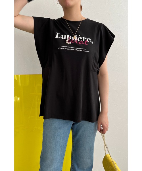 palm RICHE(ポームリシュ)の「プリントパール肩タックTシャツ(Tシャツ/カットソー・レディース・ブラック/オフホワイト/チャコールグレー・M)」の21枚目の写真