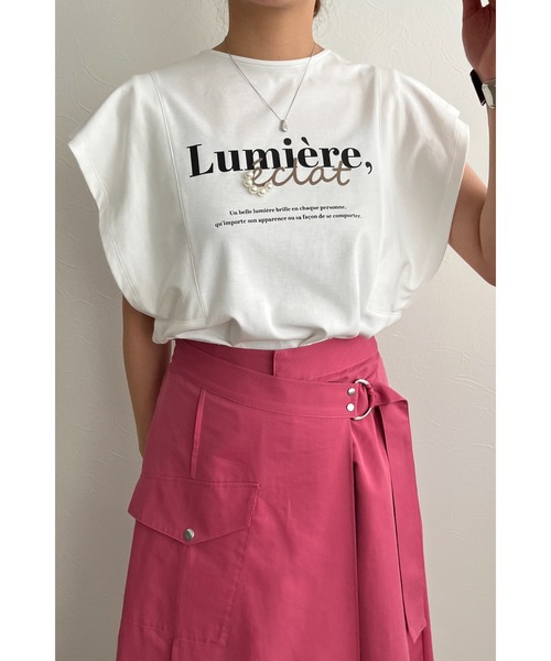 palm RICHE(ポームリシュ)の「プリントパール肩タックTシャツ(Tシャツ/カットソー・レディース・ブラック/オフホワイト/チャコールグレー・M)」の17枚目の写真