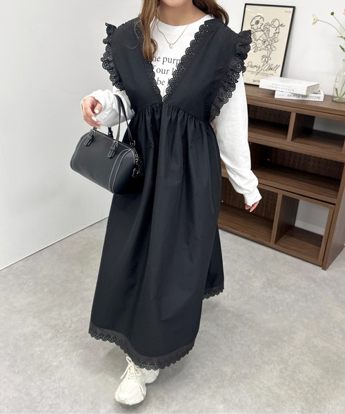 apres jour（アプレジュール）の「コットンレースジャンスカ【ZOZOTOWN限定アイテム】（ジャンパースカート・レディース・オフホワイト/ブラック・フリー/X-LARGE）」の17枚目の写真