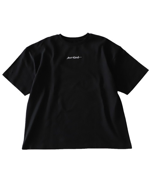 antiqua（アンティカ）の「綿100%バスク生地刺繍ロゴTシャツ（Tシャツ/カットソー・レディース・ブラック/ホワイト・ML/LXL）」の8枚目の写真
