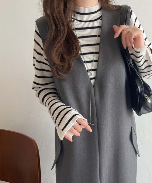 classicalelf(クラシカルエルフ)の「1枚でサマになる!上品リラクシーstyle。ポケット付 Vネック ワンピース(ロング丈)(ワンピース・レディース・モカ/ブラック/チャコールグレー/アイボリー/ベージュ/ネイビー・X-LARGE/MEDIUM/LARGE/SMALL)」の18枚目の写真