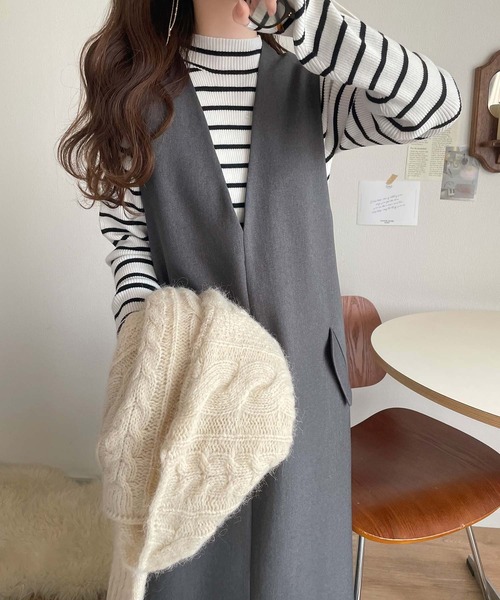 極美品♡フォクシー♡Vネックワンピース ワンピース ニット Vネック 肩開き 肩スリット ミドル丈 長袖