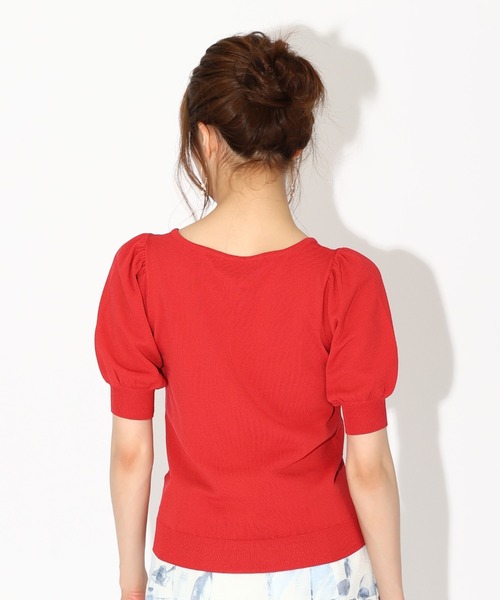 MISCH MASCH（ミッシュマッシュ）の「■2023春夏新作■フラワービジューパフ袖ニット/MM328302（ニット/セーター・レディース・ホワイト/ブラック/ベージュ/レッド/モカ/ワイン・M）」の13枚目の写真