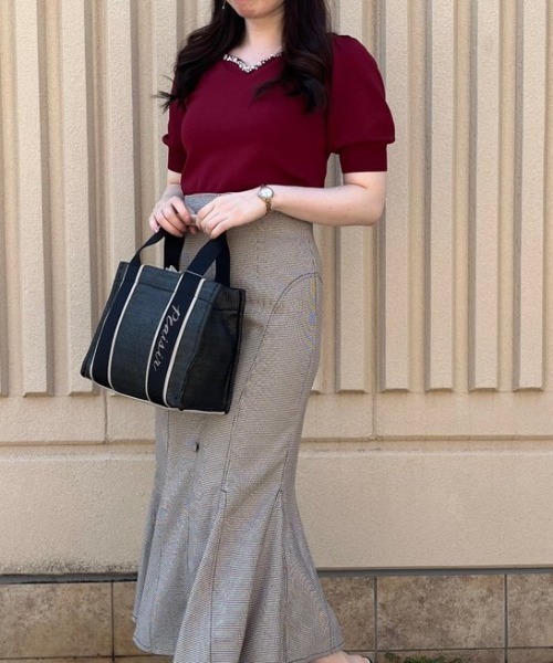 MISCH MASCH（ミッシュマッシュ）の「■2023春夏新作■フラワービジューパフ袖ニット/MM328302（ニット/セーター・レディース・ホワイト/ブラック/ベージュ/レッド/モカ/ワイン・M）」の18枚目の写真