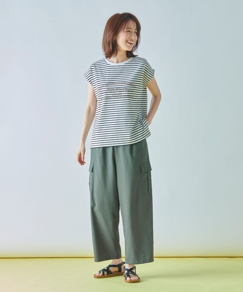 ANY（エニィ）の「【ウエストゴム】清涼リネンカーゴパンツ（カーゴパンツ・レディース・グレー系/カーキ系/ブラック系・1/3/2）」の7枚目の写真