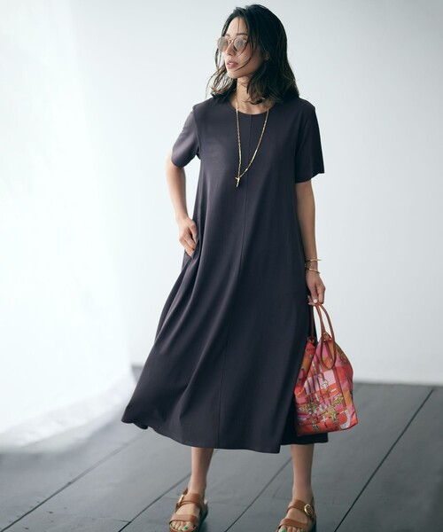 美品♪23区 L IT TEE フレア ワンピース ロングワンピ 大きいサイズ ワンピース 【一部店舗限定】IT TEE フレア ワンピース