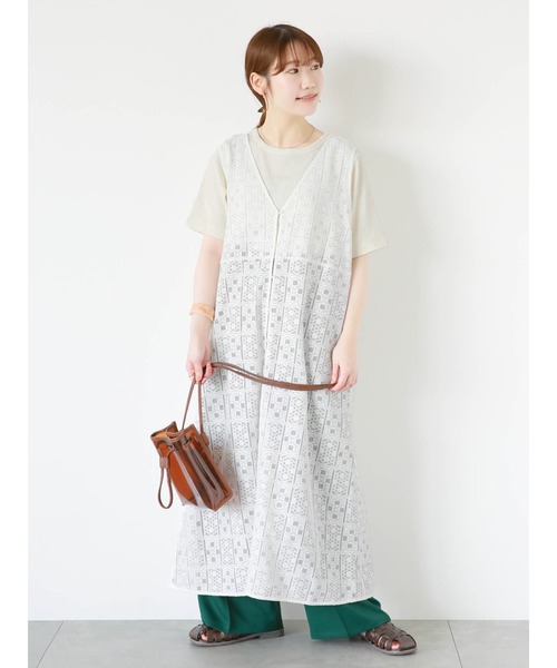 ehka sopo(エヘカソポ)の「レースノースリーブワンピース(ワンピース・レディース・キナリ/オフホワイト・F)」の1枚目の写真