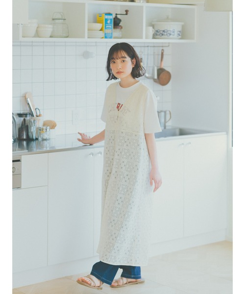 ehka sopo(エヘカソポ)の「レースノースリーブワンピース(ワンピース・レディース・キナリ/オフホワイト・F)」の2枚目の写真