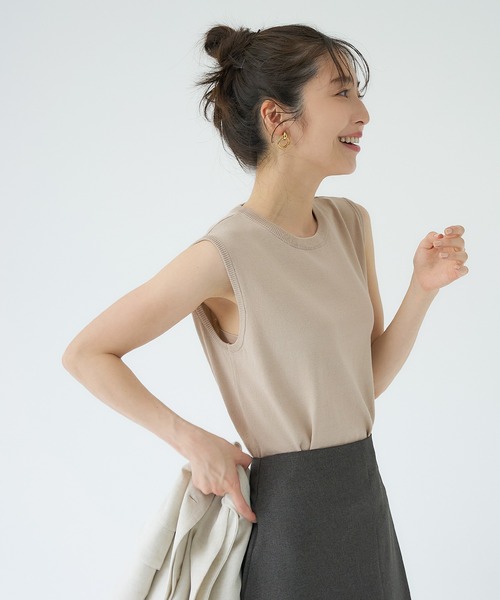 coca（coca）（コカ）の「ベーシックニットタンクトップ（タンクトップ・レディース・ライトベージュ/ブルー/ブラウン/ブラック・S/M/L）」の4枚目の写真