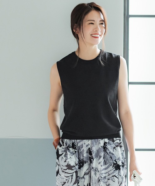 coca（coca）（コカ）の「ベーシックニットタンクトップ（タンクトップ・レディース・ライトベージュ/ブルー/ブラウン/ブラック・S/M/L）」の2枚目の写真