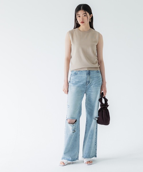 coca（coca）（コカ）の「ベーシックニットタンクトップ（タンクトップ・レディース・ライトベージュ/ブルー/ブラウン/ブラック・S/M/L）」の7枚目の写真