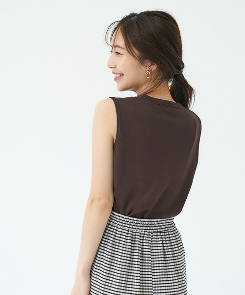 coca（coca）（コカ）の「ベーシックニットタンクトップ（タンクトップ・レディース・ライトベージュ/ブルー/ブラウン/ブラック・S/M/L）」の10枚目の写真