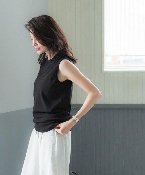 coca（coca）（コカ）の「ベーシックニットタンクトップ（タンクトップ・レディース・ライトベージュ/ブルー/ブラウン/ブラック・S/M/L）」の12枚目の写真