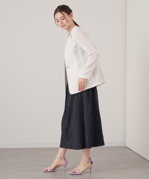 【美品】ANAYI カラミノーカラージャケット セール】カラミノーカラーVネックジャケット（ノーカラー