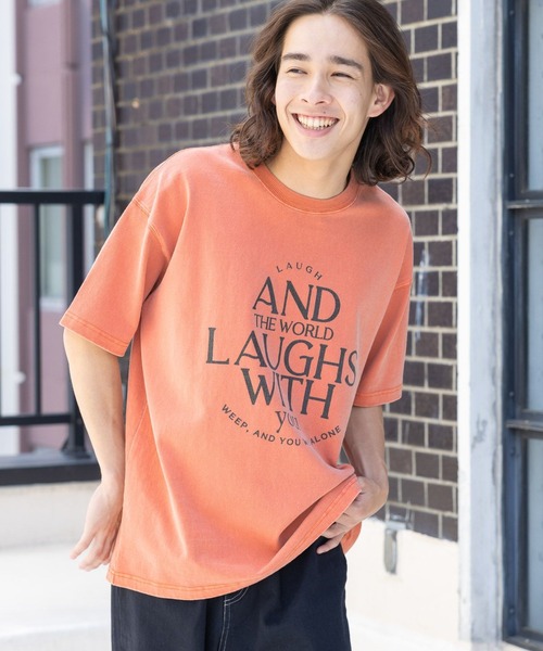 PBLIM(ページボーイリム)の「PBLIM/ユーズドテイストロゴT(Tシャツ/カットソー・レディース・オレンジ/オフホワイト/ブラック・MEDIUM/LARGE)」の1枚目の写真