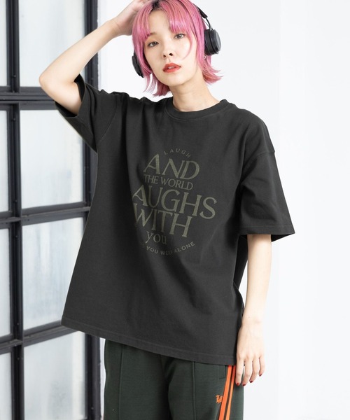 PBLIM(ページボーイリム)の「PBLIM/ユーズドテイストロゴT(Tシャツ/カットソー・レディース・オレンジ/オフホワイト/ブラック・MEDIUM/LARGE)」の3枚目の写真