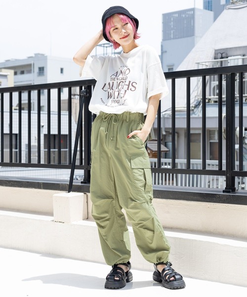 PBLIM(ページボーイリム)の「PBLIM/ユーズドテイストロゴT(Tシャツ/カットソー・レディース・オレンジ/オフホワイト/ブラック・MEDIUM/LARGE)」の4枚目の写真