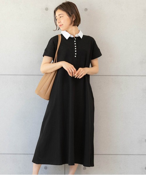 PREFERIR（プレフェリール）の「白襟 シャツ カットソー ロングワンピース（シャツワンピース・レディース・チャコールグレー/ブラック/ネイビー・MEDIUM/LARGE）」の8枚目の写真