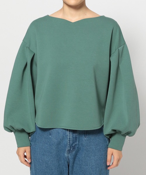 mysty woman（ミスティウーマン）の「ハートネックダンボールプルオーバー968222（Tシャツ/カットソー・レディース・ブラック/ベージュ/グリーン・FREE）」の7枚目の写真