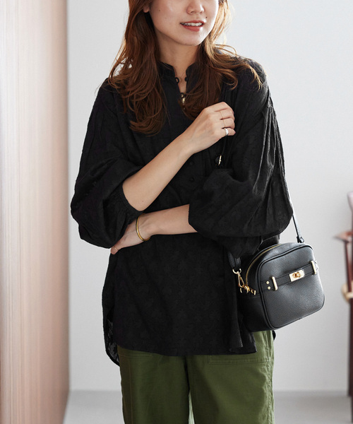 JOURNAL STANDARD relume(ジャーナルスタンダード レリューム)の「《追加4》コットンジャガードギャザーブラウス(シャツ/ブラウス・レディース・ホワイト/ブラック・FREE)」の6枚目の写真