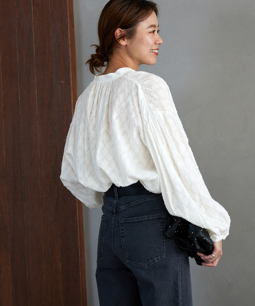 JOURNAL STANDARD relume(ジャーナルスタンダード レリューム)の「《追加4》コットンジャガードギャザーブラウス(シャツ/ブラウス・レディース・ホワイト/ブラック・FREE)」の15枚目の写真