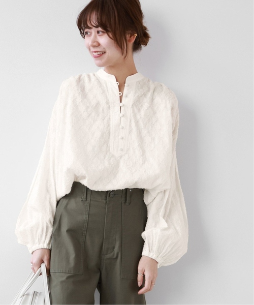 JOURNAL STANDARD relume(ジャーナルスタンダード レリューム)の「《追加4》コットンジャガードギャザーブラウス(シャツ/ブラウス・レディース・ホワイト/ブラック・FREE)」の13枚目の写真