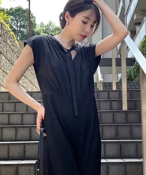 AMBIENT(アンビエント)の「ギャザーオールインワン(パンツドレス・レディース・ブラック/ホワイト系その他・S/M)」の5枚目の写真