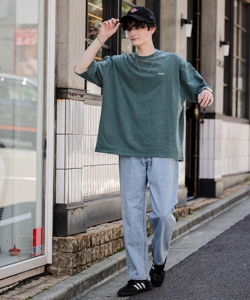SIGNAL SPORTS（シグナルスポーツ）の「【SIGNAL SPORTS】ワンポイント刺繍/ピグメントTシャツ（Tシャツ/カットソー・メンズ・グリーン/スミクロ/イエロー・LARGE/MEDIUM）」の6枚目の写真