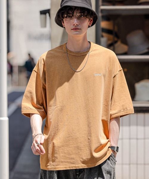 SIGNAL SPORTS（シグナルスポーツ）の「【SIGNAL SPORTS】ワンポイント刺繍/ピグメントTシャツ（Tシャツ/カットソー・メンズ・グリーン/スミクロ/イエロー・LARGE/MEDIUM）」の11枚目の写真