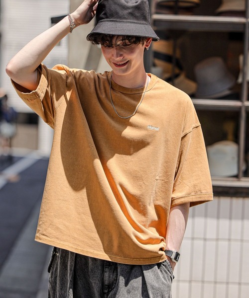 SIGNAL SPORTS（シグナルスポーツ）の「【SIGNAL SPORTS】ワンポイント刺繍/ピグメントTシャツ（Tシャツ/カットソー・メンズ・グリーン/スミクロ/イエロー・LARGE/MEDIUM）」の12枚目の写真
