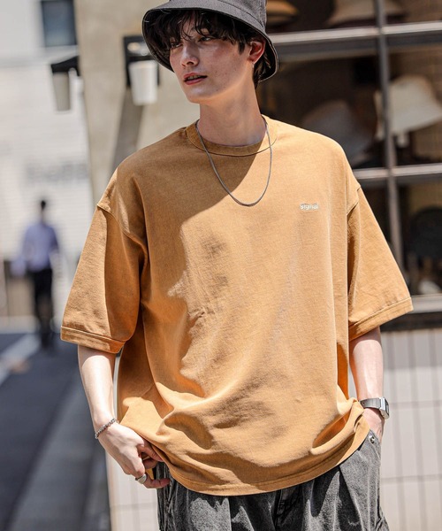 SIGNAL SPORTS（シグナルスポーツ）の「【SIGNAL SPORTS】ワンポイント刺繍/ピグメントTシャツ（Tシャツ/カットソー・メンズ・グリーン/スミクロ/イエロー・LARGE/MEDIUM）」の13枚目の写真