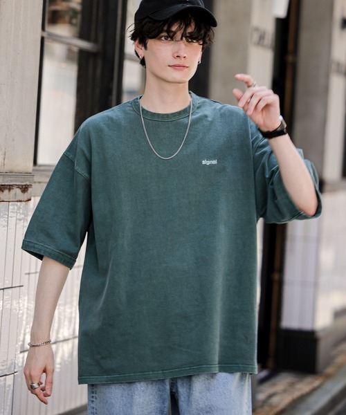 SIGNAL SPORTS（シグナルスポーツ）の「【SIGNAL SPORTS】ワンポイント刺繍/ピグメントTシャツ（Tシャツ/カットソー・メンズ・グリーン/スミクロ/イエロー・LARGE/MEDIUM）」の15枚目の写真