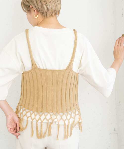 KBF（ケイビーエフ）の「フリンジニットビスチェ（その他トップス・レディース・ブルー系その他/ベージュ/ネイビー・ONE）」の4枚目の写真