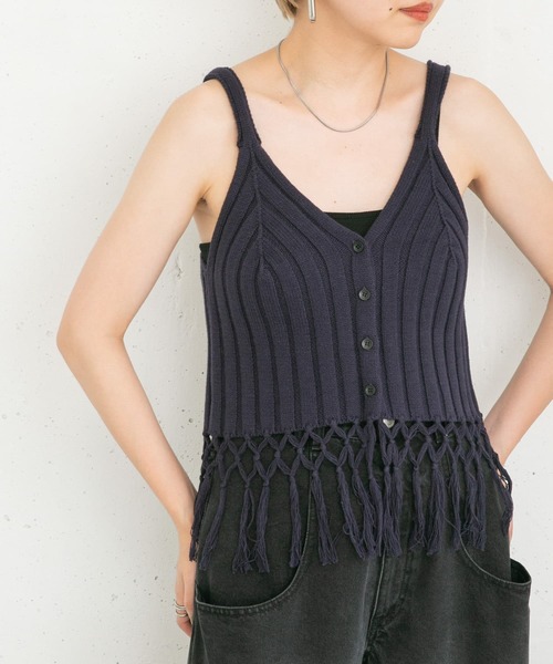 KBF（ケイビーエフ）の「フリンジニットビスチェ（その他トップス・レディース・ブルー系その他/ベージュ/ネイビー・ONE）」の5枚目の写真