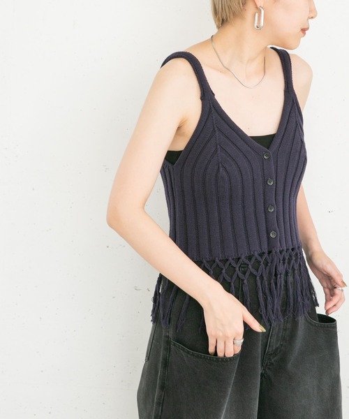 KBF（ケイビーエフ）の「フリンジニットビスチェ（その他トップス・レディース・ブルー系その他/ベージュ/ネイビー・ONE）」の10枚目の写真