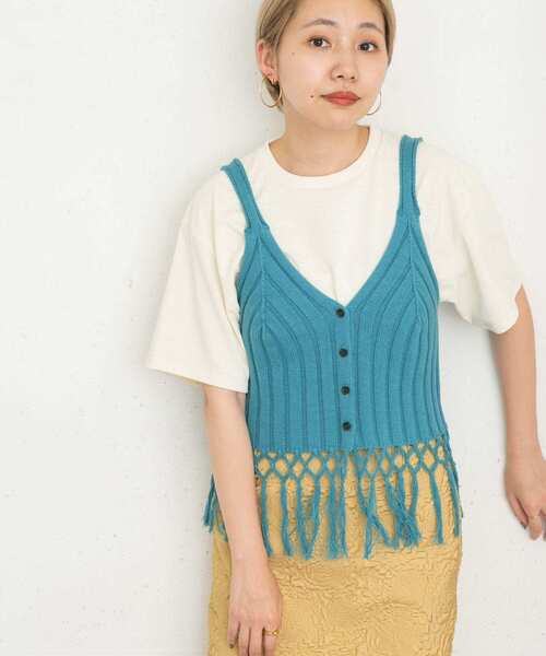 KBF（ケイビーエフ）の「フリンジニットビスチェ（その他トップス・レディース・ブルー系その他/ベージュ/ネイビー・ONE）」の11枚目の写真