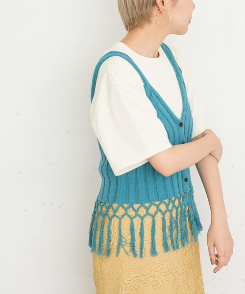 KBF（ケイビーエフ）の「フリンジニットビスチェ（その他トップス・レディース・ブルー系その他/ベージュ/ネイビー・ONE）」の20枚目の写真