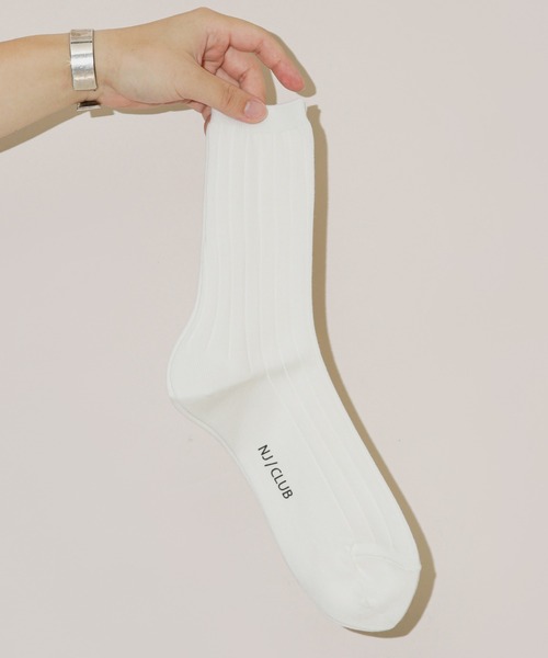 NANO universe（ナノユニバース）の「「NJ/CLUB」HOMESTOCKワイドリブソックス（ソックス/靴下・メンズ・ブラック/アイボリー/ホワイト・FREE）」の2枚目の写真