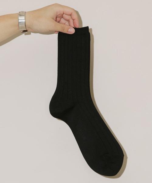 NANO universe（ナノユニバース）の「「NJ/CLUB」HOMESTOCKワイドリブソックス（ソックス/靴下・メンズ・ブラック/アイボリー/ホワイト・FREE）」の3枚目の写真