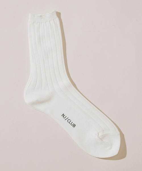NANO universe（ナノユニバース）の「「NJ/CLUB」HOMESTOCKワイドリブソックス（ソックス/靴下・メンズ・ブラック/アイボリー/ホワイト・FREE）」の4枚目の写真
