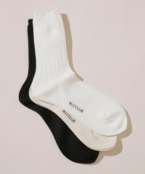 NANO universe（ナノユニバース）の「「NJ/CLUB」HOMESTOCKワイドリブソックス（ソックス/靴下・メンズ・ブラック/アイボリー/ホワイト・FREE）」の7枚目の写真